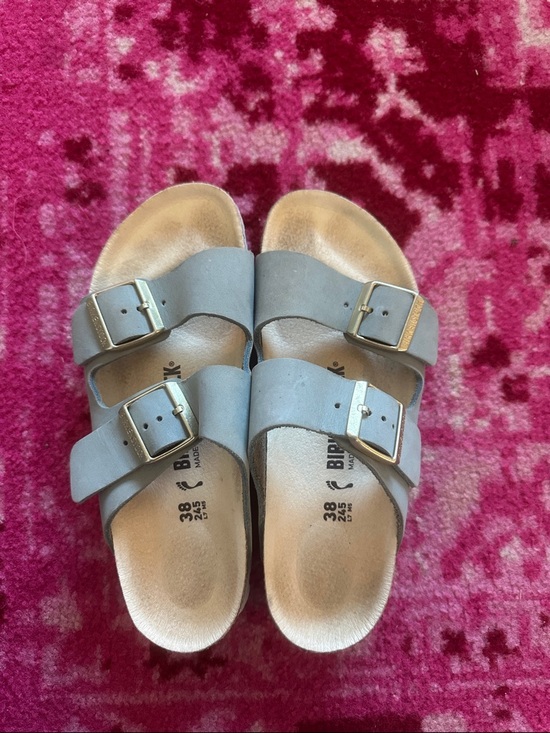 Birkenstock Shoes - Birkenstock Light Blue Double Buckle Sandals